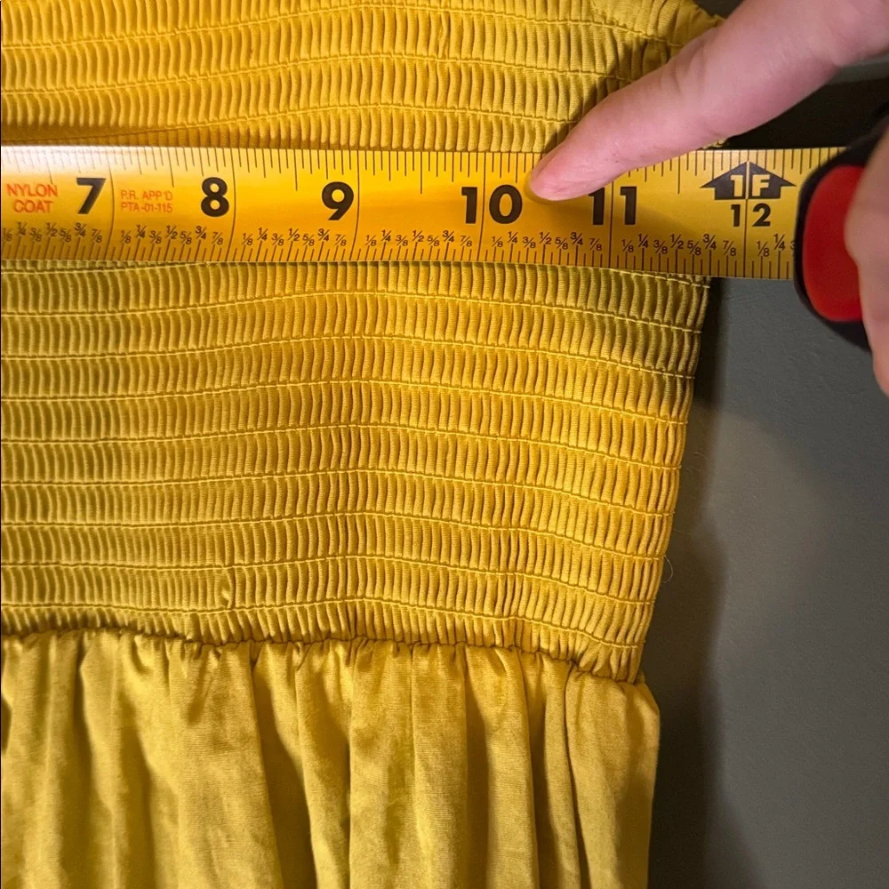 Anthropologie opt Colette smocked tiered Cotton Dress in Chartreuse Size S - Picture 7 of 8